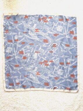 Paris Map Scarf Blue Travel Print Square City Map Souvenir Scarf